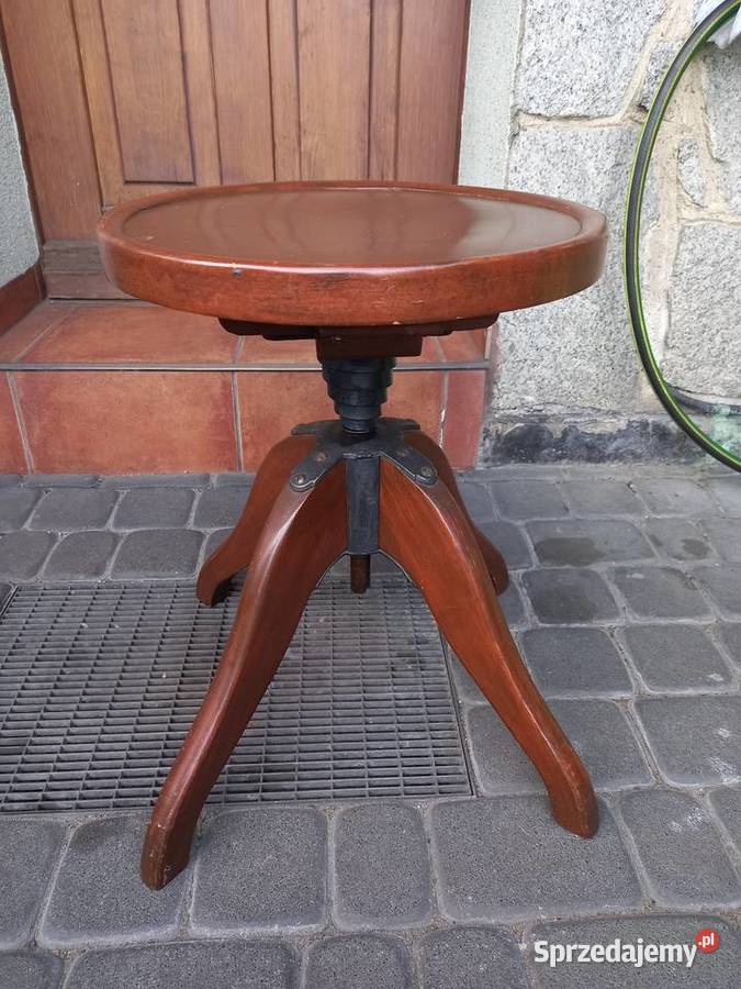 Stary taboret stołek obrotowy z regulacją Rawicz