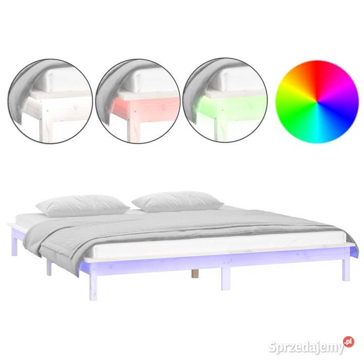 Rama łóżka z LED biała King Size lite drewno Warszawa