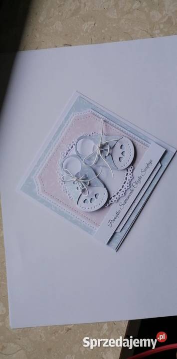 Kartka w pudełku Pamiątka Chrztu chłopczyka Strzebiń