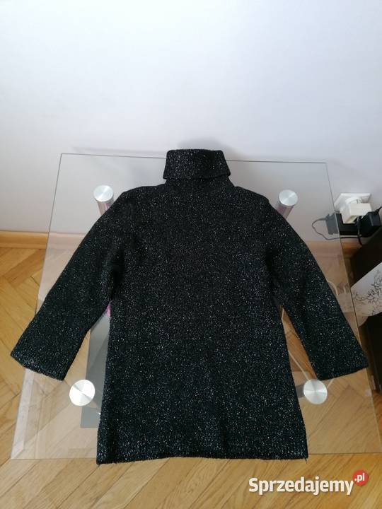 DAMSKI BŁYSZCZĄCY CZARNY GOLF R UNIWERSALNY Swetry i golfy