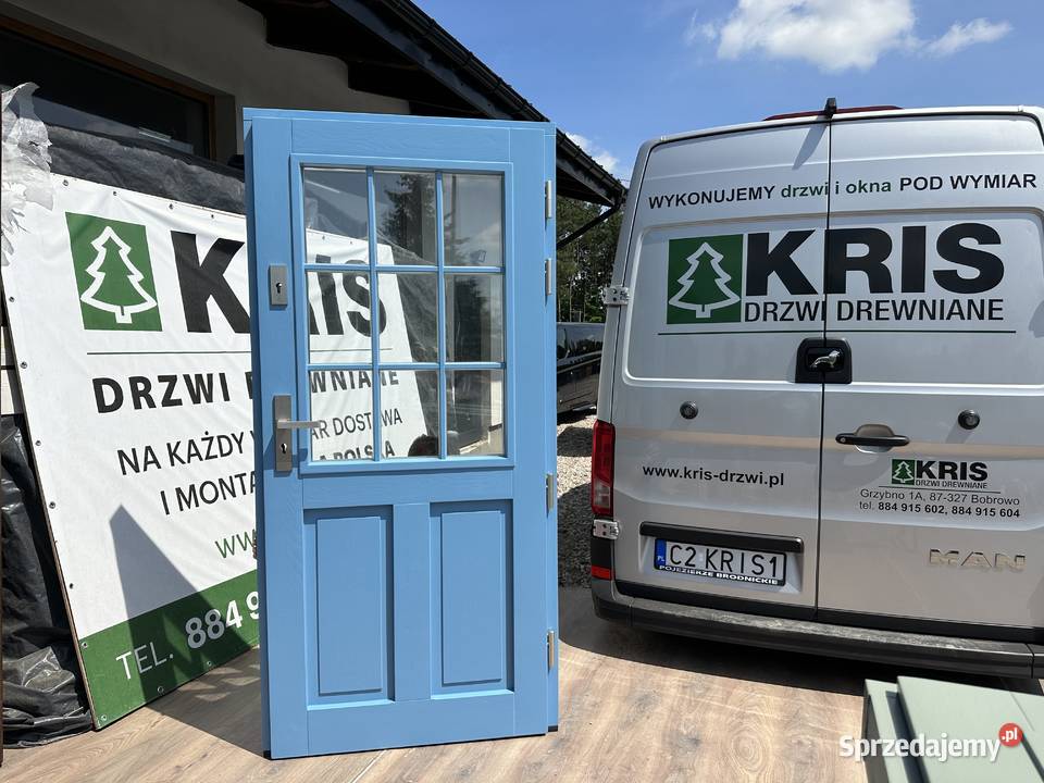 Drzwi drewniane zewnętrzne 300 wzorów w dowolnym 208cm Grzybno sprzedam