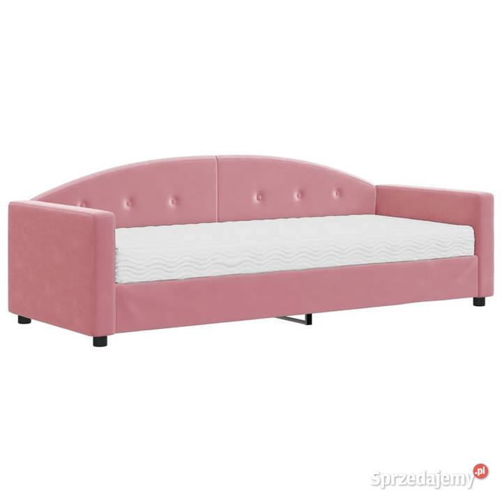 Sofa z materacem do spania różowa aksamit 80x200 90cm