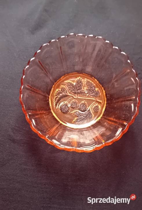 Rozalinowa miska art deco wzór Poziomki Koźminek sprzedam