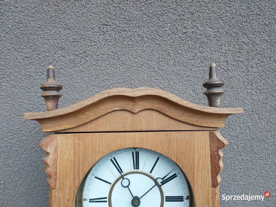 Stary zegar ścienny amerykański sprawny film Tczew