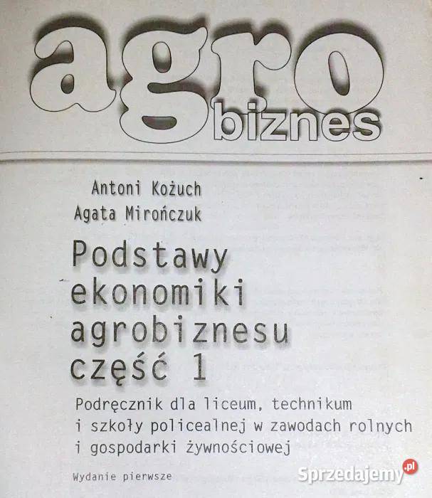 Agrobiznes Podstawy ekonomiki agrobiznesu Cz 1 Chełm