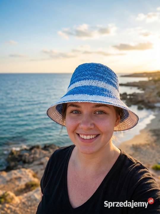 Kapelusz z raffii crochet raffia sun hat