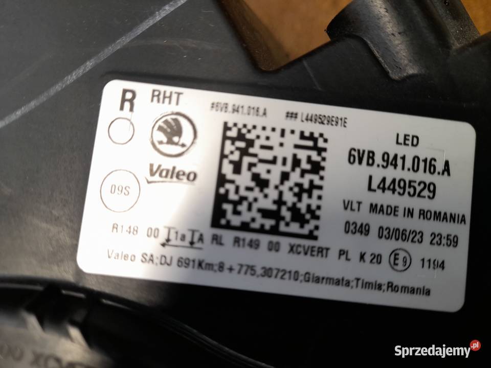 SKODA FABIA 4 IV LAMPA PRAWA FULL LED PRZEDNIA zachodniopomorskie Goleniów