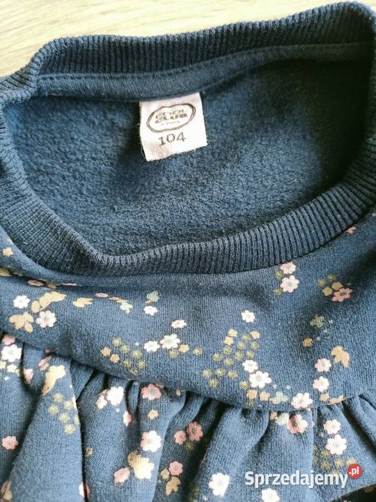 Bluza dziewczęca granatowa w kwiatki z falbanką mazowieckie Płock