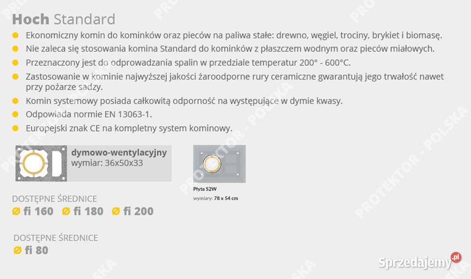Hoch system kominowy Standard drewno węgiel Kielce
