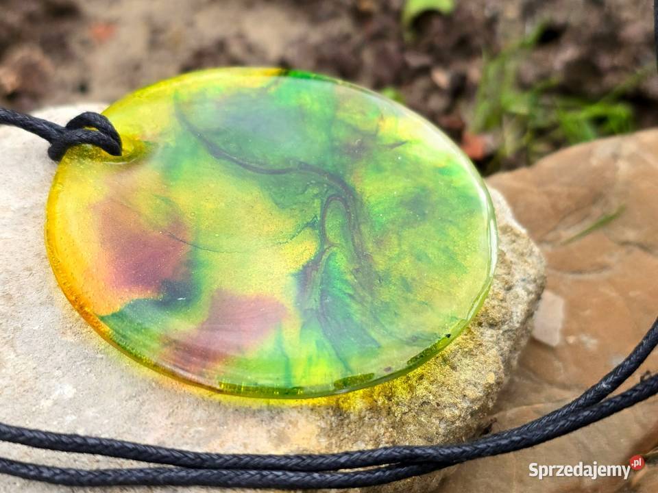 Naszyjnik żółty rękodzieło transparent plus lubelskie Krasnystaw