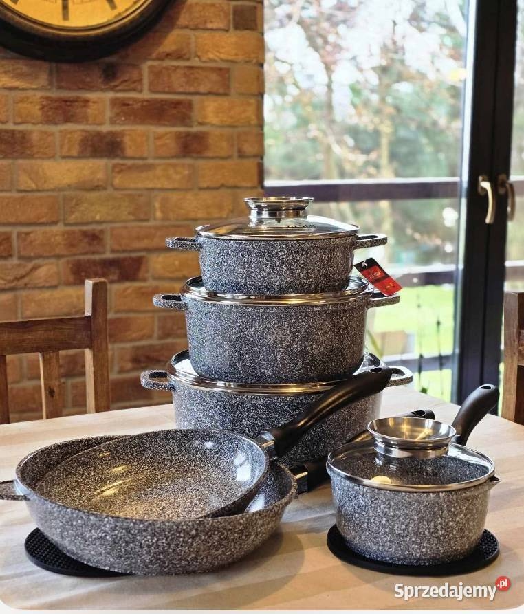 369 Zestaw garnków Zilner marmurkowe szare 15 Zabrze sprzedam