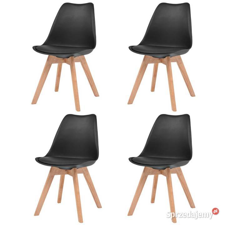 vidaXL Krzesła stołowe, 4 szt., czarne, sztuczna 244788