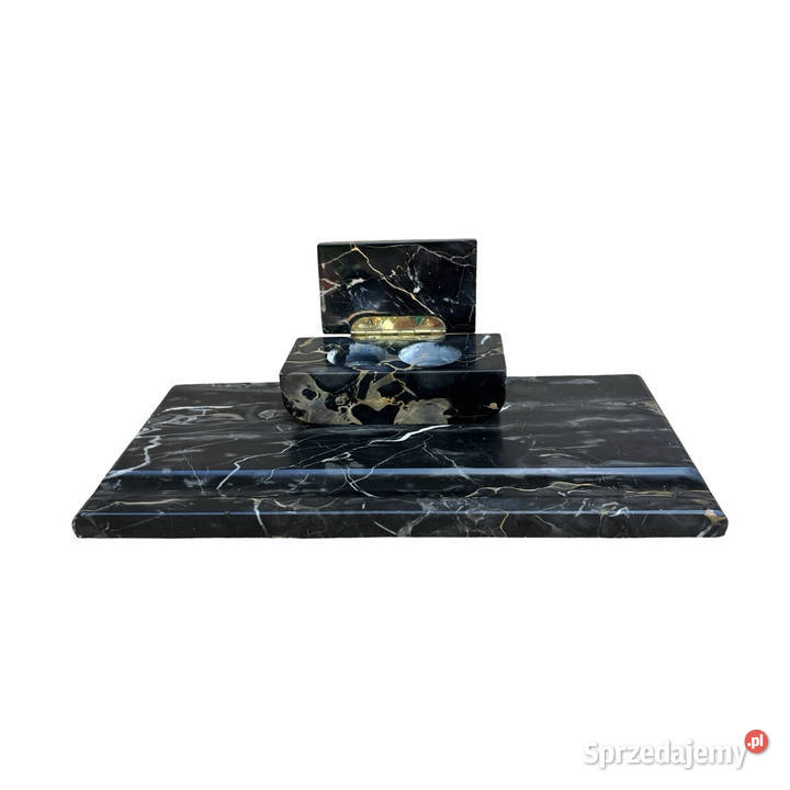 Marmurowy czarny kałamarz na biurko Polska lata Warszawa sprzedam