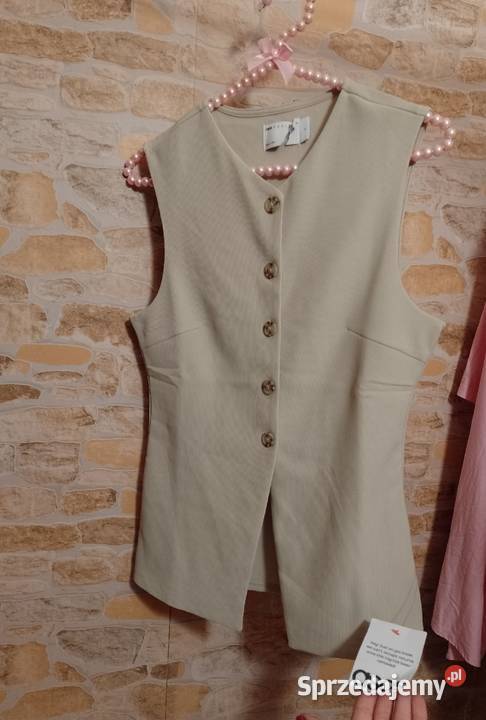 3638 SM ASOS Design Beżowa prążkowana kamizelka ASOS Moda i Styl Kraków