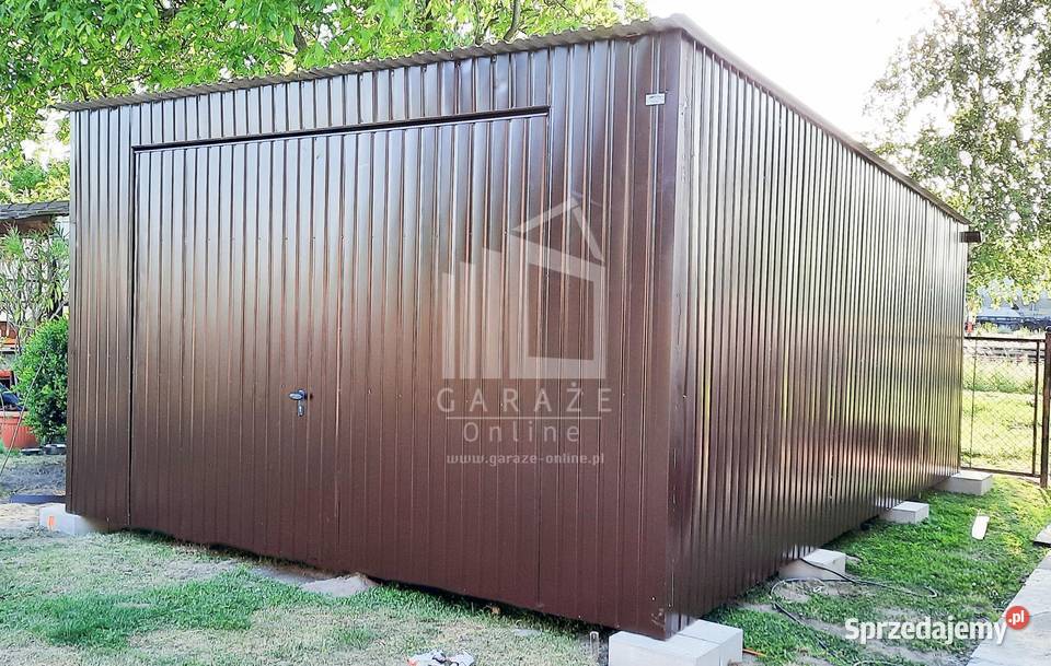 GARAŻ BLASZANY 4m x 6m poziom spad tył Brama Wieliczka