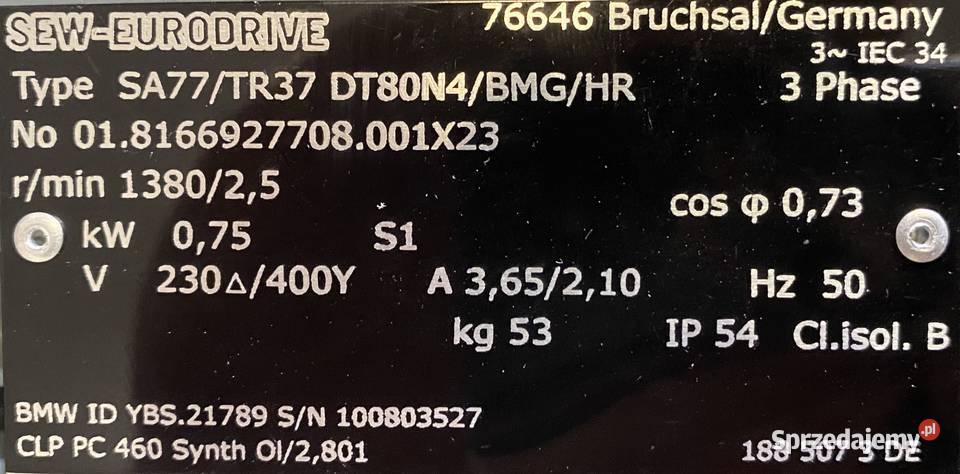 motoreduktor przekładnia 075kW 25obr 3fazowy SEW Pigża sprzedam