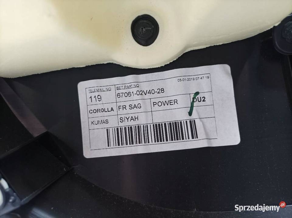 TAPICERKA BOCZEK PRAWY PRZÓD PASAŻERA E16 E17 18