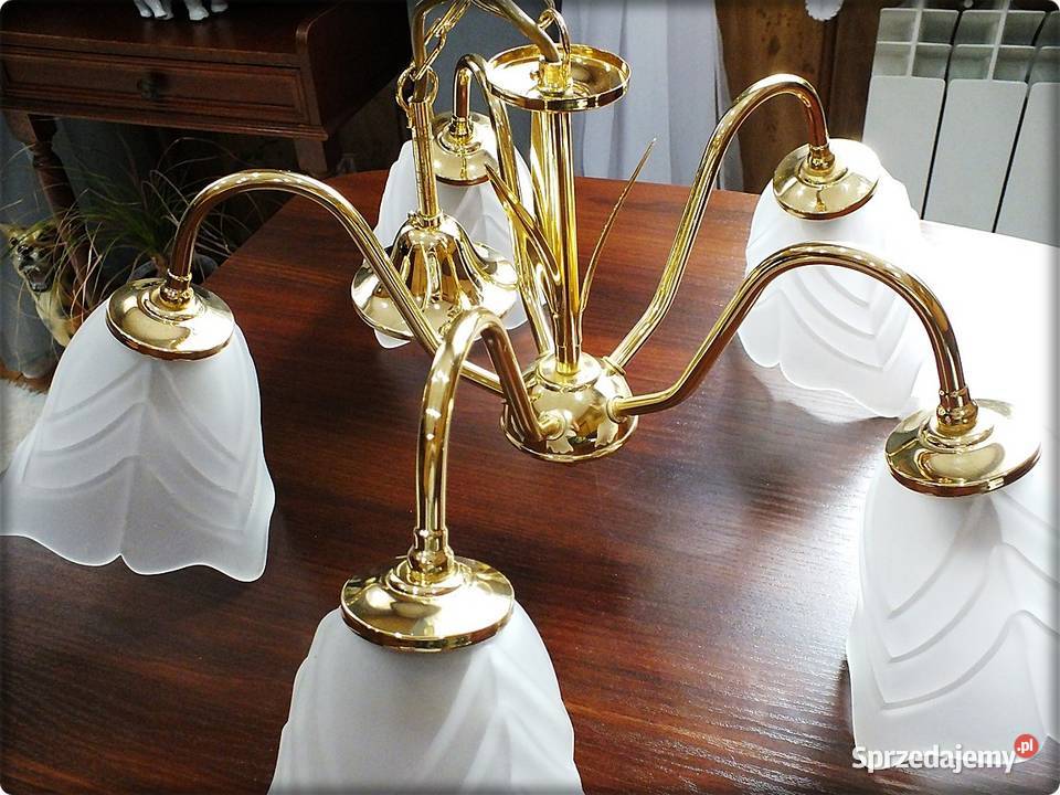 Złoty Żyrandol do salonu Piękna Lampa wisząca lubuskie
