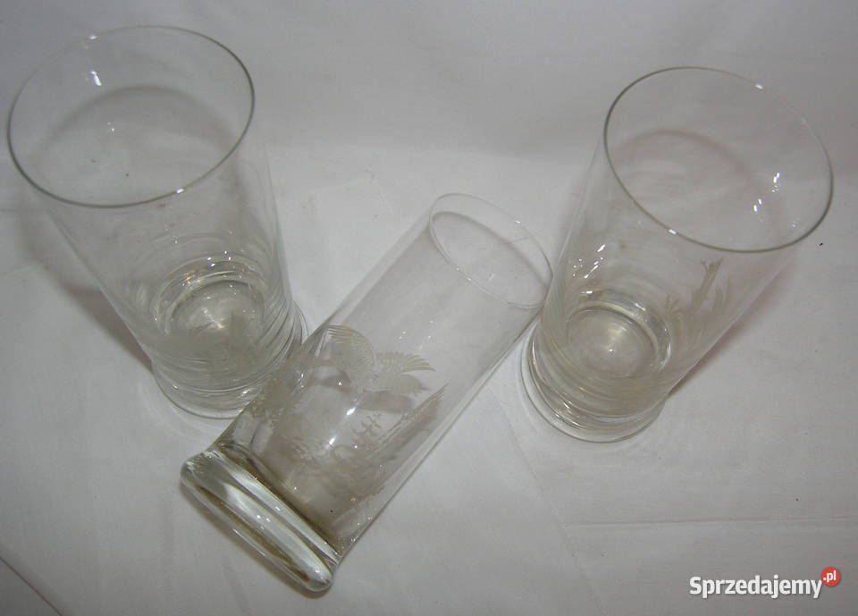 szklanki vintage UNIKAT z ptakamiD Porcelana i szkło Porcelana i szkło Bartków