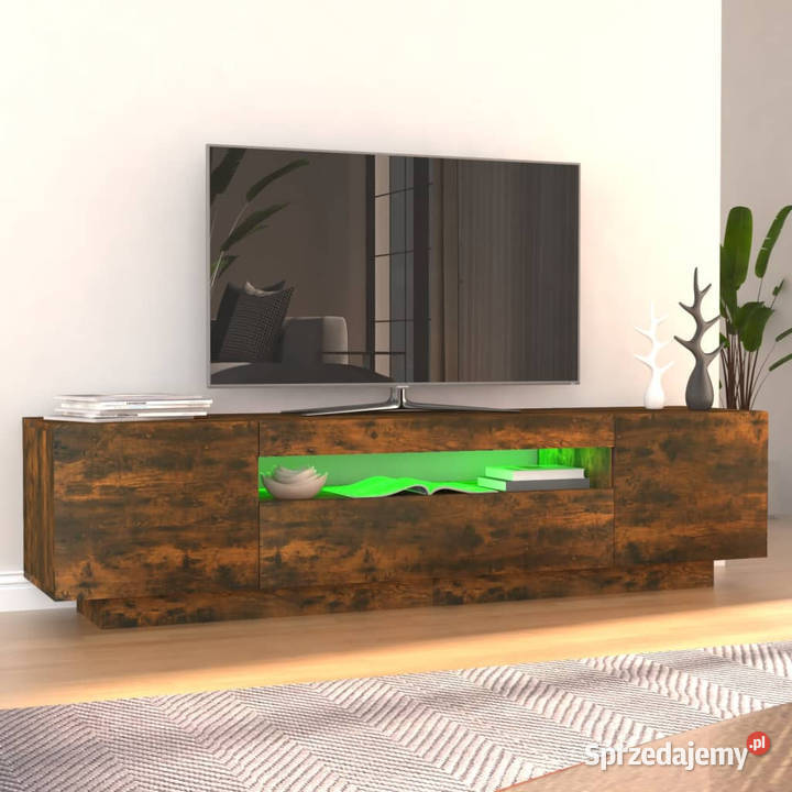 Szafka pod TV z oświetleniem LED przydymiony dąb Warszawa