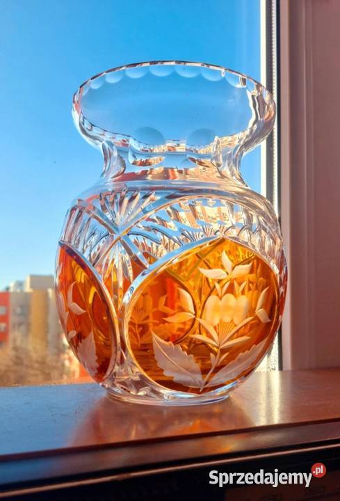 Piękny wazon kryształowy PRL Porcelana i szkło