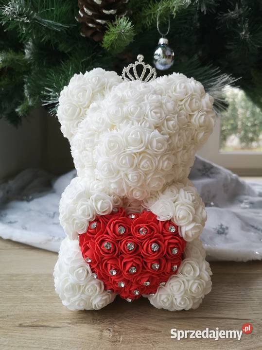 Miś z róż piankowych z diamentowym sercem wys25 Otrębusy
