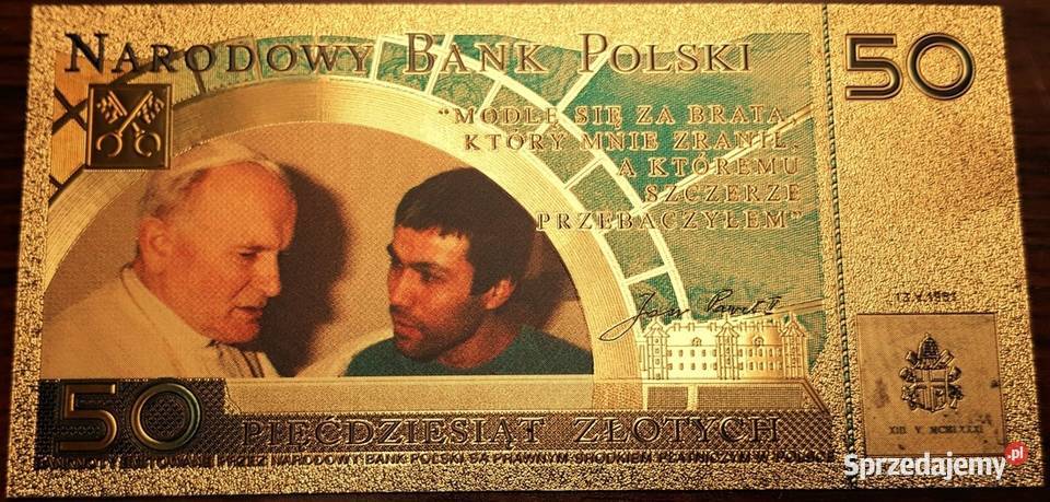 Złoty Banknot Jan Paweł II Ali Agca 13 maj 1981