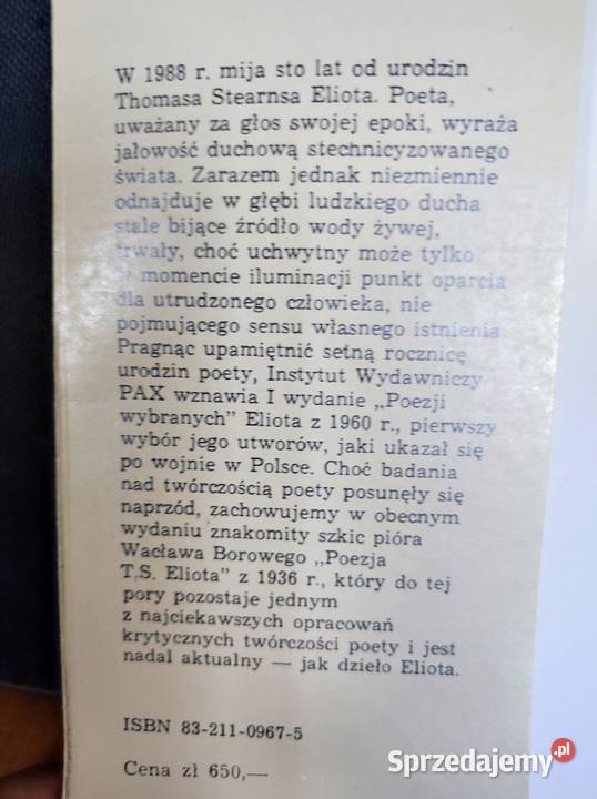 Eliot Poezje wybrane T S Eliot Kielce