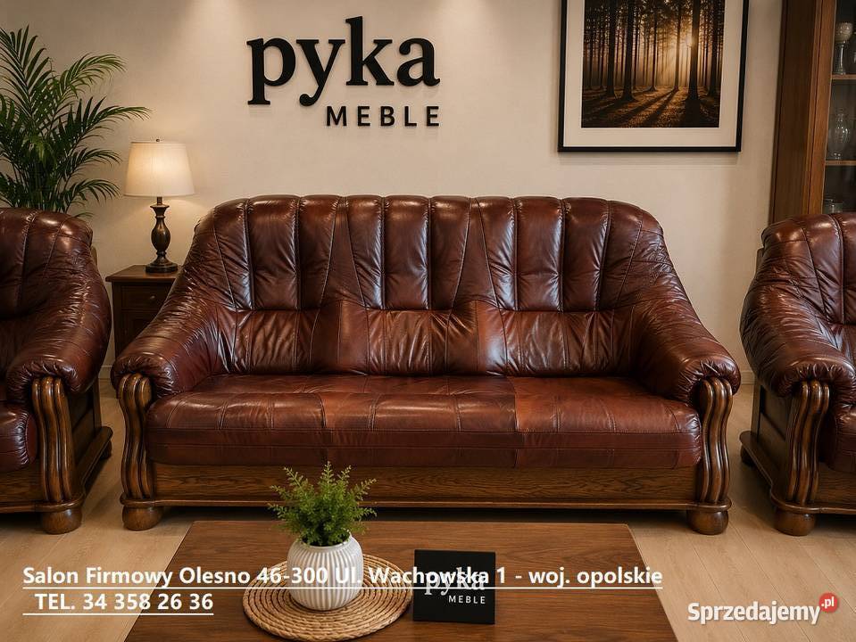 Komplet FRYDERYK 311 Skóra Naturalna Dąb Komplety wypoczynkowe opolskie Olesno