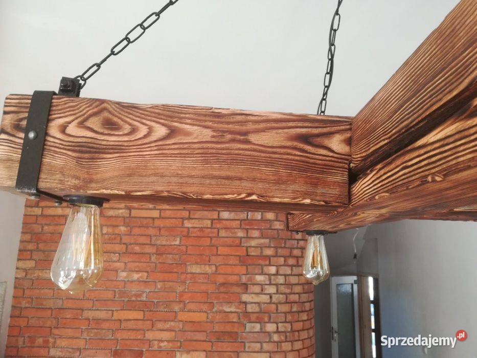 Drewniana lampa wisząca żyrandol RETRO Wyposażenie wnętrz Bytów