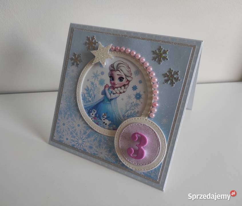 Kartka ręcznie robiona na urodziny Kraina lodu Łódź
