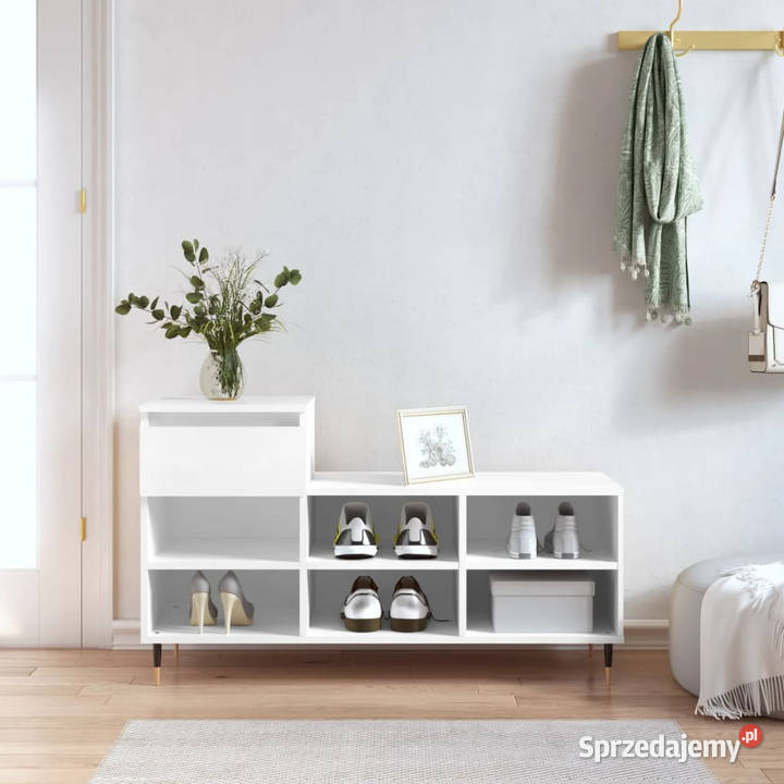 Półka na buty biała 102x36x60 materiał Warszawa