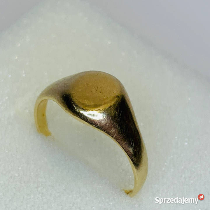 Złoty SYGNET damski 14K SUBTELNY gładki TOP r15 złote Pierścionki
