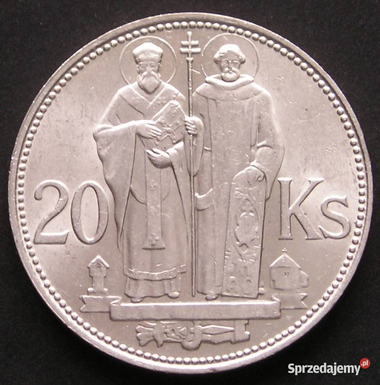 Słowacja 20 koron 1941 Cyryl Metody SREBRO Numizmatyka Łódź sprzedam