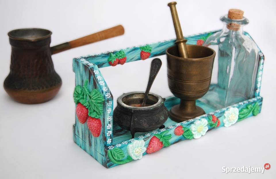 Drewniana półka na przyprawy ręcznie malowana Lublin sprzedam