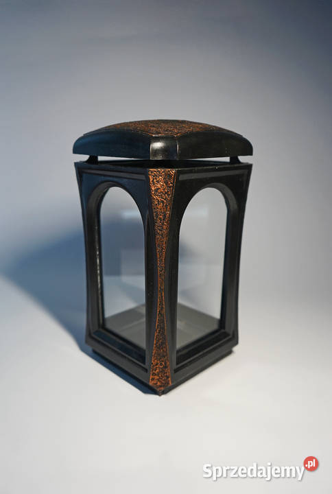 Czarno miedziany znicz żywiczny lampion retro