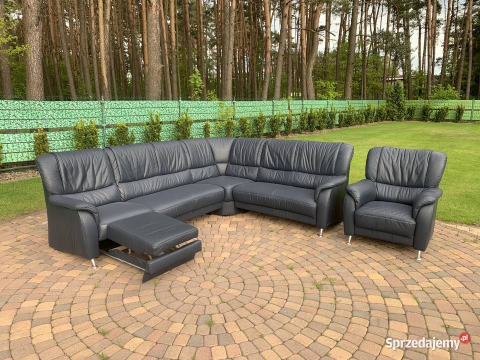 NATURIA NIEMIECKI NAROŻNIK Z FOTELEM SKÓRA śląskie