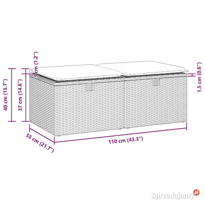 2cz sofa ogrodowa z poduszkami jasnoszary rattan Warszawa