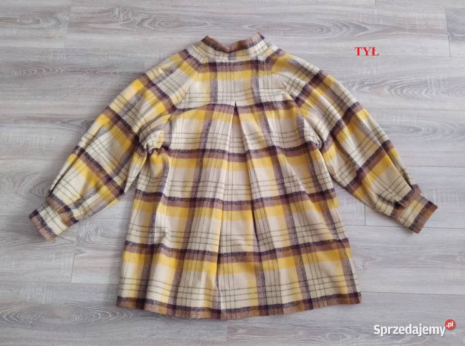 Płaszcz damski KRATA żółto brązowy Hajnówka