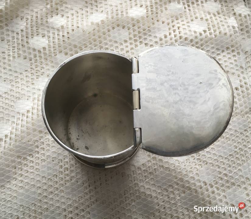 Pojemnik na tabakę herbatę tytoń posrebrzany Antyki, Sztuka, Kolekcje Kraków sprzedam