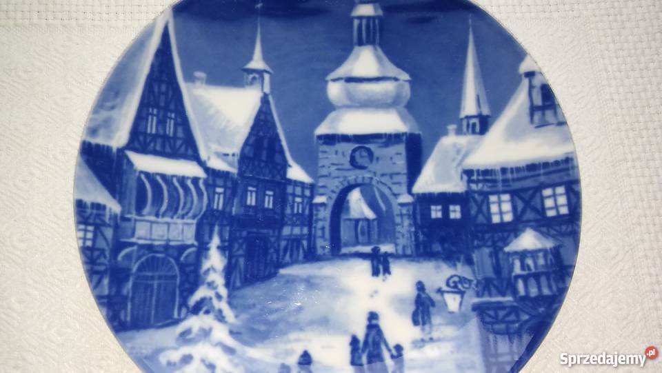talerz Lichte Echt kobalt kolekcjonera piękny Dekoracje i ozdoby pomorskie Gdańsk