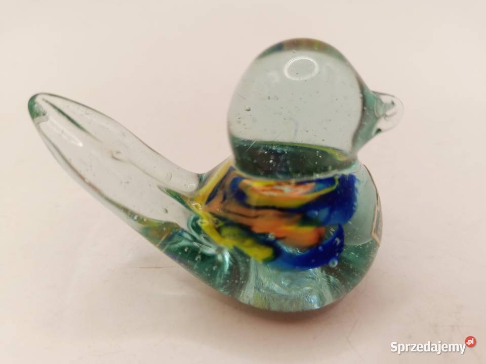 Figurka ozdoba szklany mały ptak Skansen