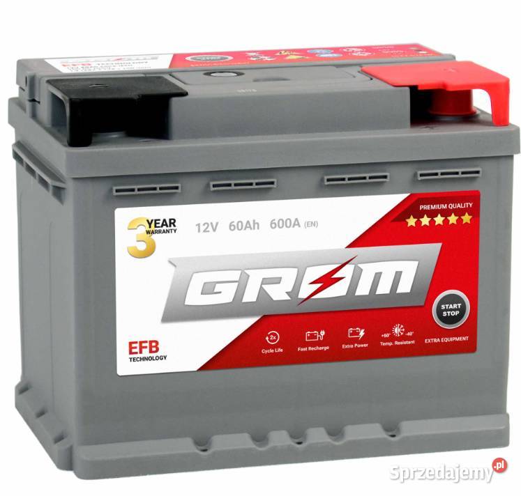 Akumulator 60Ah 600A Grom EFB startstop P Kościerzyna