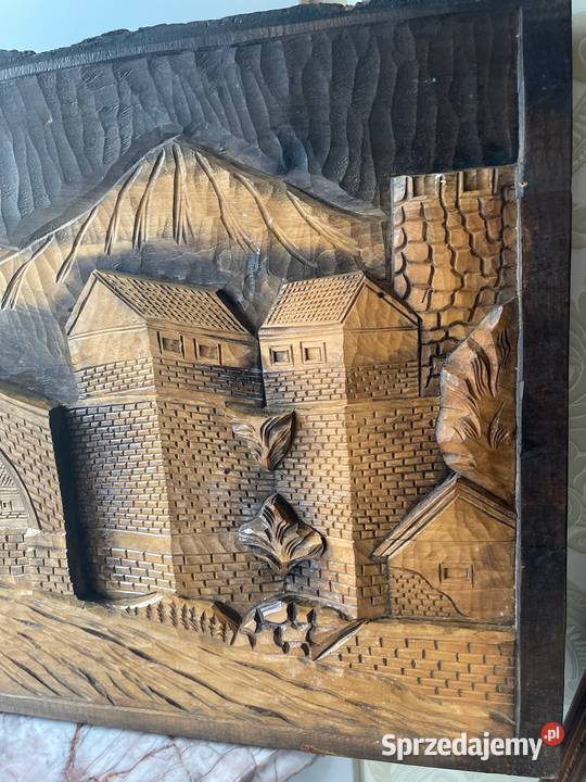 Rękodzieło obraz rzeźbiony na deskach relief Bystrzyca Kłodzka sprzedam