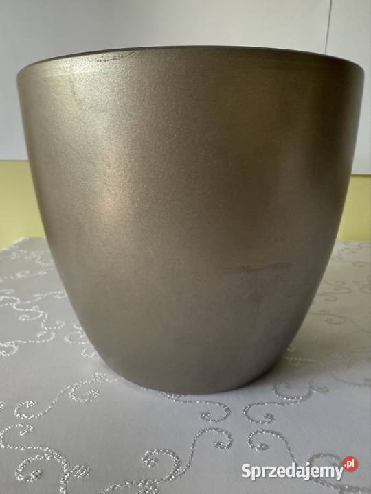 Donica duża ceramiczna srebrna lakierowana śląskie Czerwionka-Leszczyny