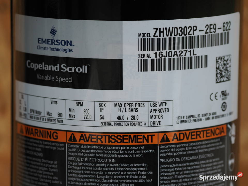 Sprężarka Copeland Scroll ZHW03022E9 R410 wielkopolskie Poznań