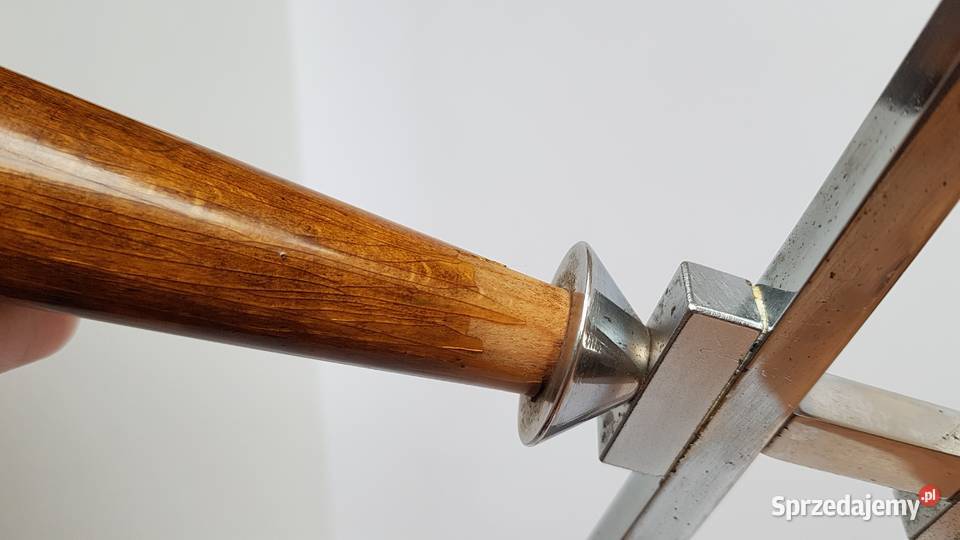 Trójramienny świecznik w stylu art deco drewno Dąbrowa Górnicza