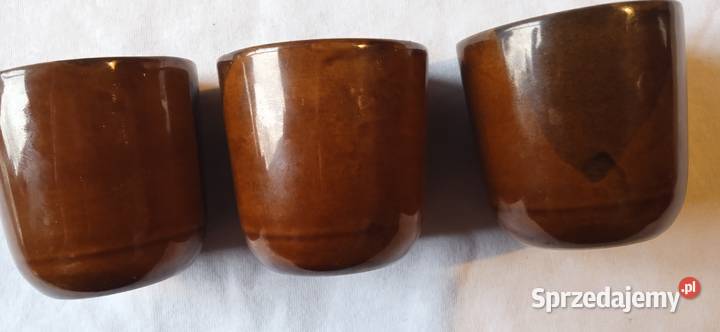 Ceramiczne szkliwione kubeczki Pruszków PRL Koźminek