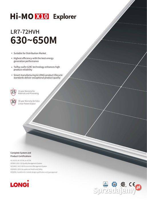 PALETA 36 LONGi Solar 650W LR772HVH650 HiMO X10 małopolskie