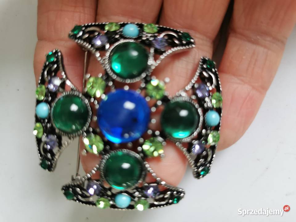 Broszka damska niebieskozielona małopolskie sprzedam